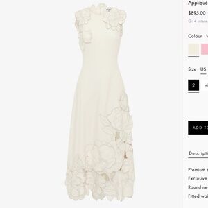 LEO LIN Cleo | floral appliqué bridal rehearsal dinner midi dress size 6